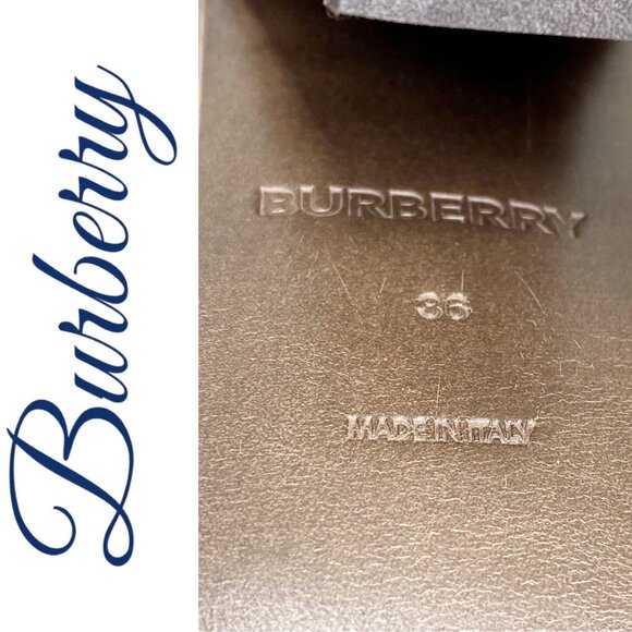 NIB BURBERRY TILLINGTON PEWTER MELANGE ANKLE WRAP SLINGBACK MULES GRAY, EU 36 - Picture 11 of 16
